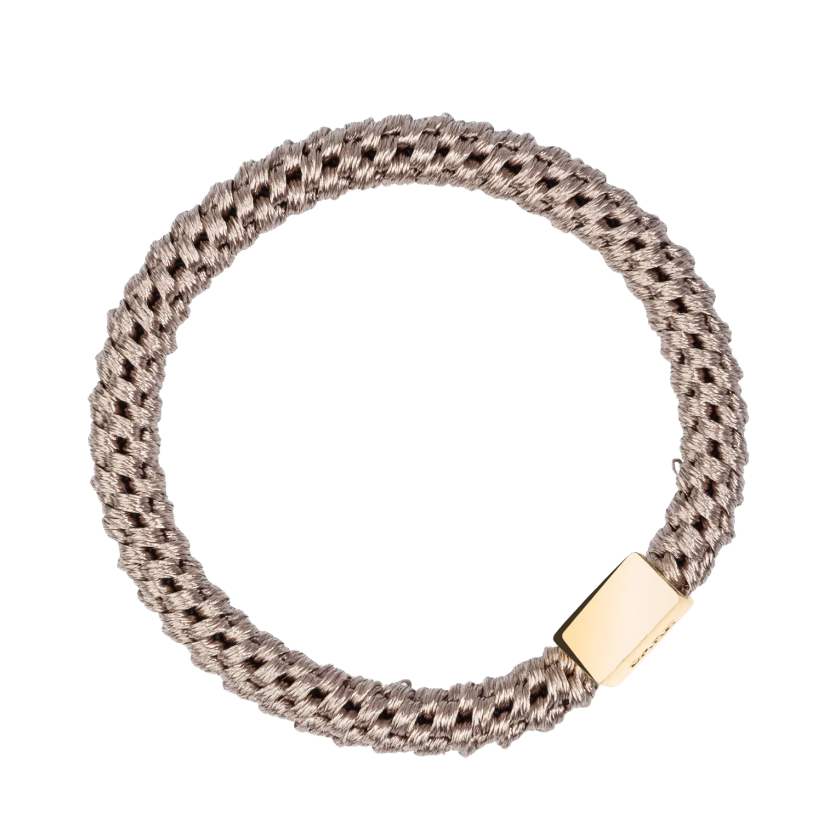 Fat Hair Tie W/Gold - Warm Taupe