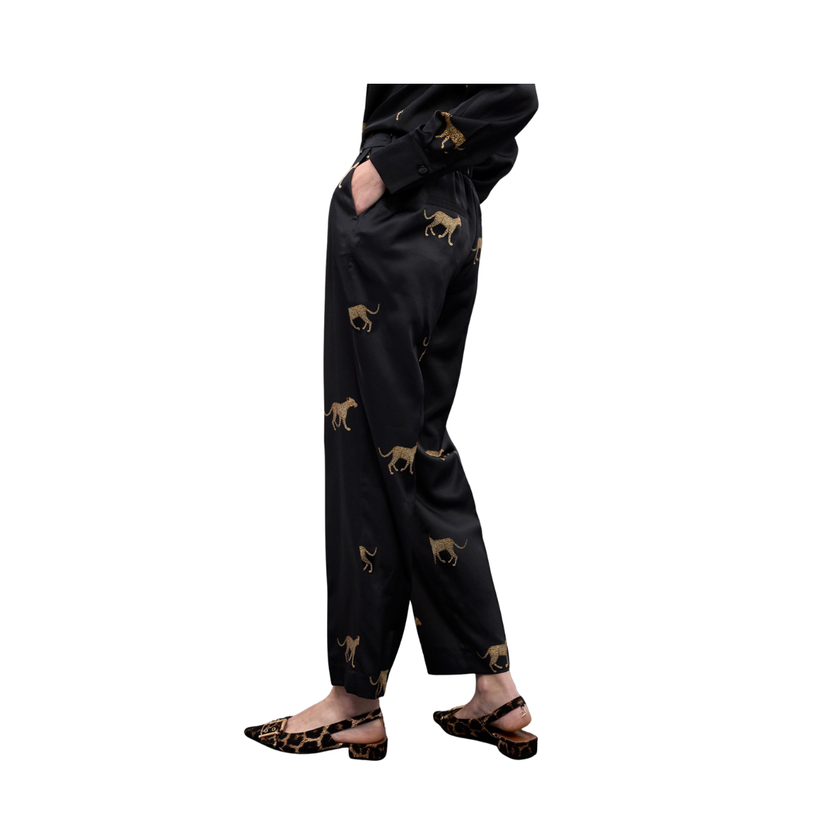 Leopard Print Jogger - Black-Brown