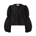 Zoey Double Pouf Sleeve Blouse - Black