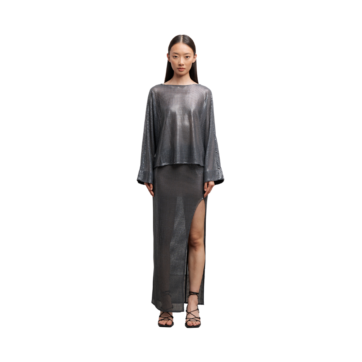 Nina Sequin Blouse - Grey