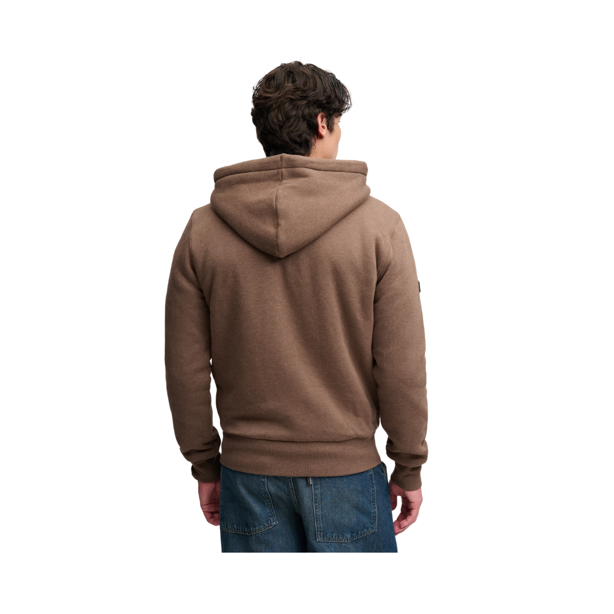 Borg Lined Ziphood - Mocha Brown Marl
