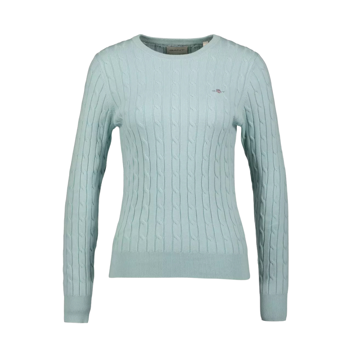 Stretch Cotton Cable C-Neck - 355 Faded Mint