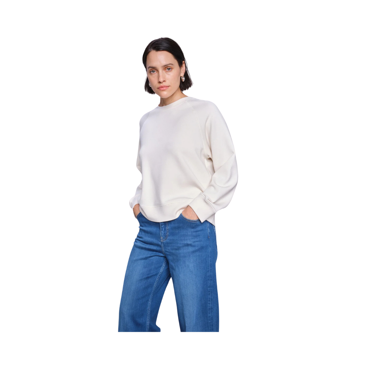 MMAbello O-LS Basic Sweatshirt - Ecru