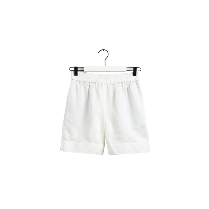 Linen Viscose Pull-On Shorts - White