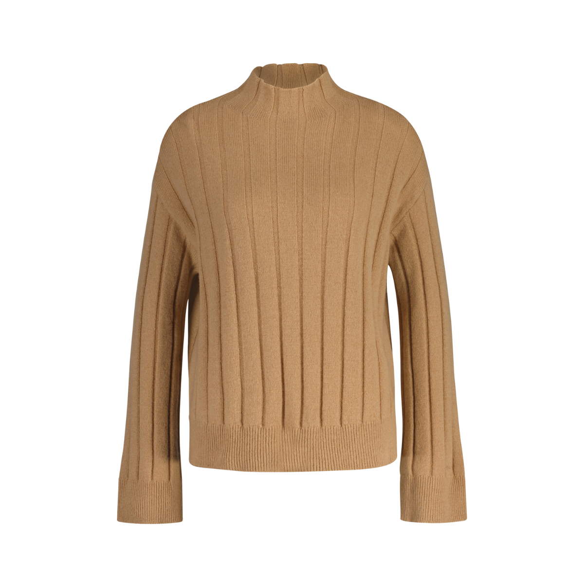 WIDE RIBBED WOOL STAND COLLAR - Beige