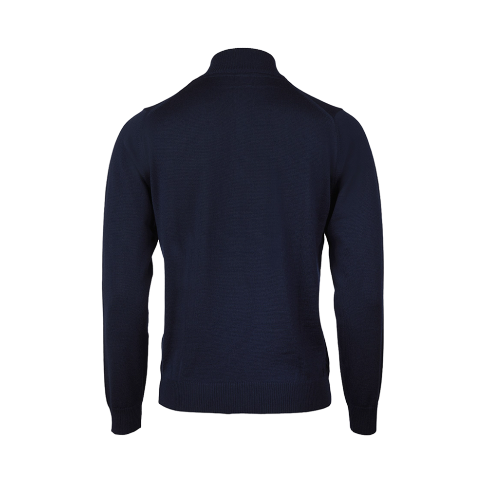 Sweater Knitted Half Zip Merino - Navy