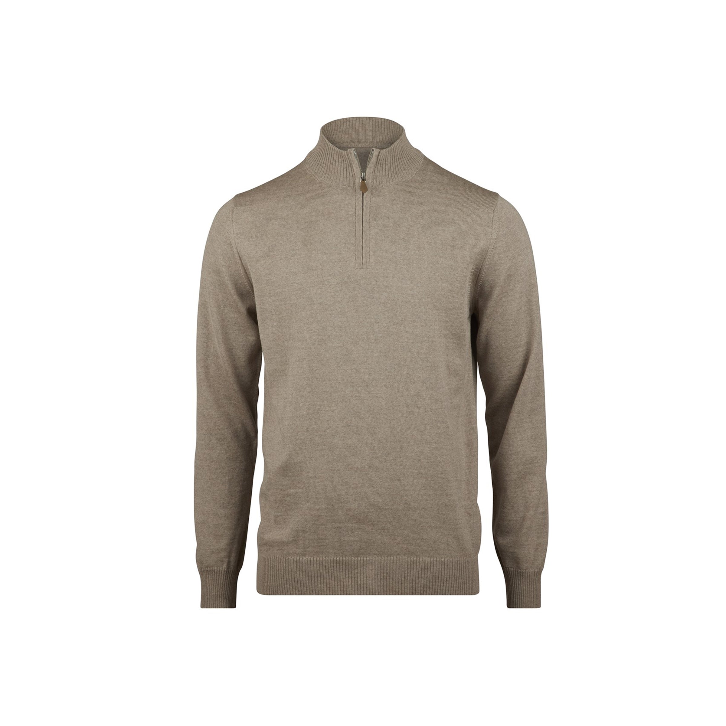 Sweater Knitted Half Zip Merino - Beige