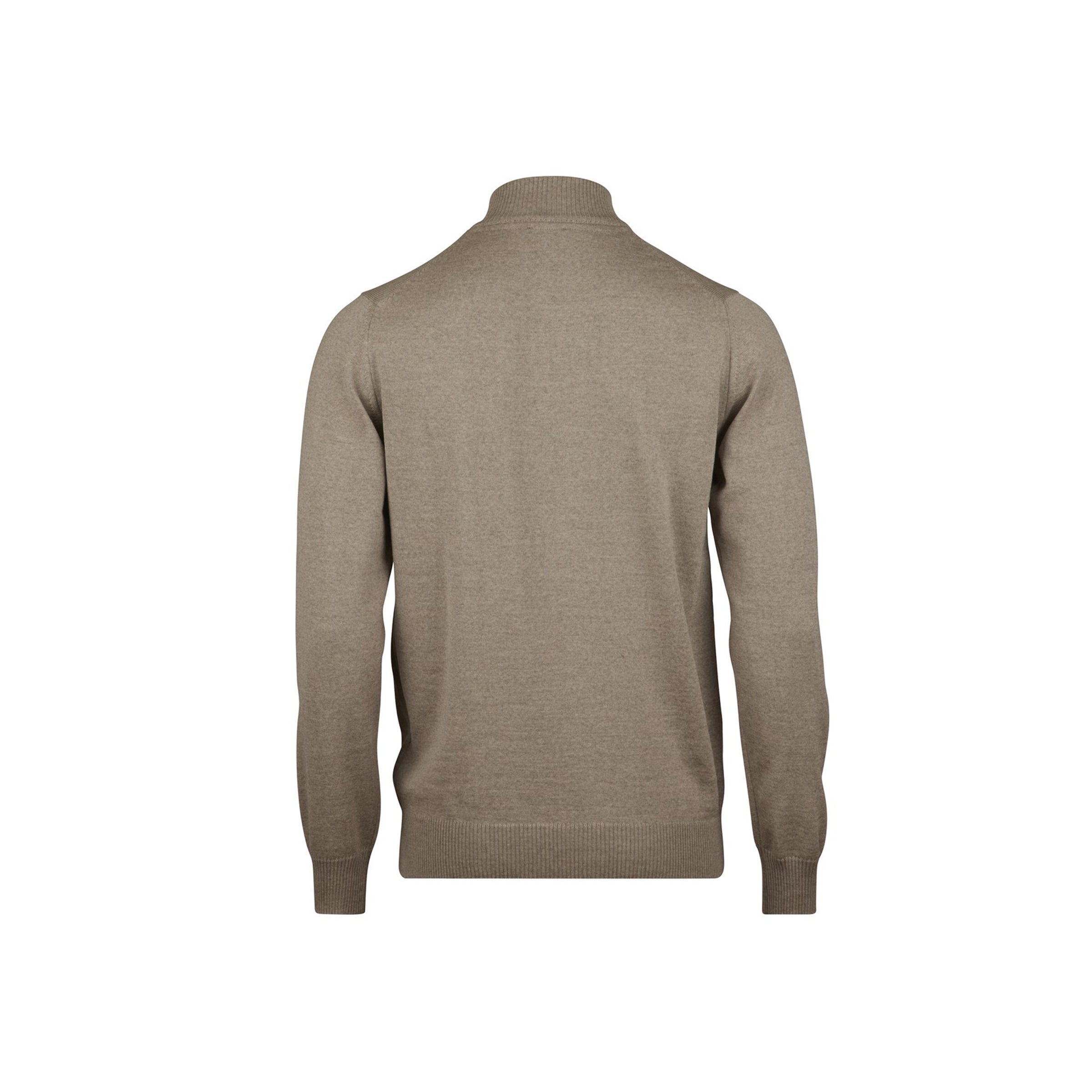 Sweater Knitted Half Zip Merino - Beige