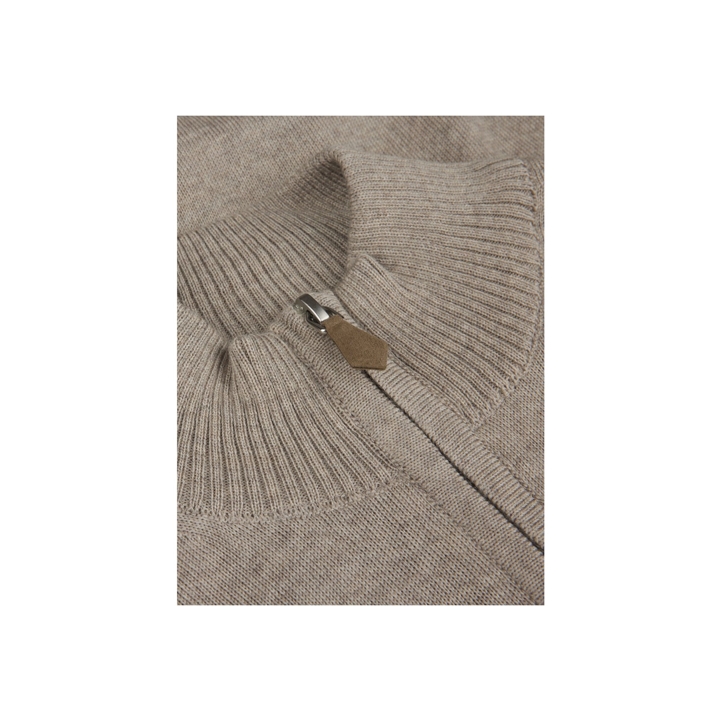 Sweater Knitted Half Zip Merino - Beige