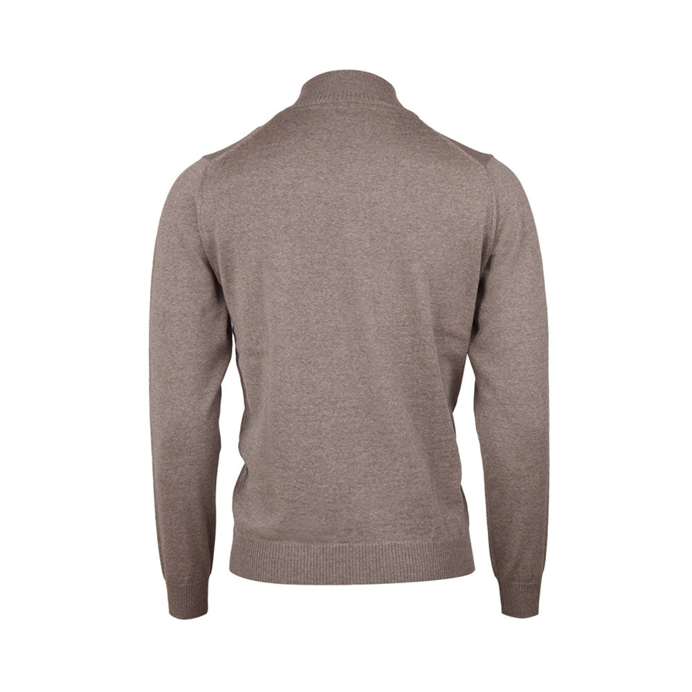 Sweater Knitted Half Zip Merino - Light Brown