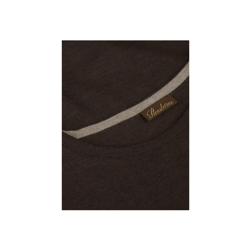 Crew w patch, Merino wool - Brown