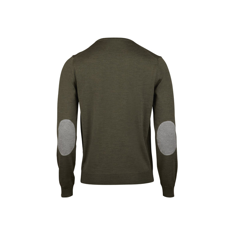 Crew w patch, Merino wool - Green