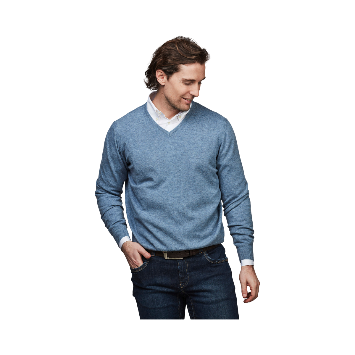 GEELONG V-NECK SWEATER - Blue