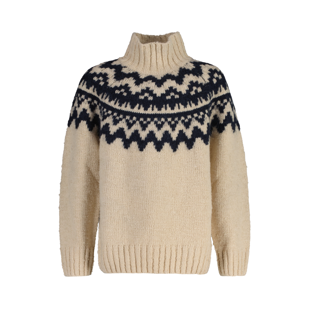 FAIR ISLE STAND COLLAR - Beige