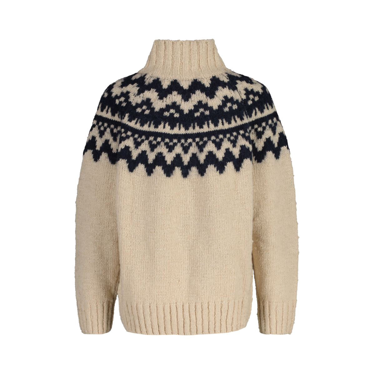 FAIR ISLE STAND COLLAR - Beige