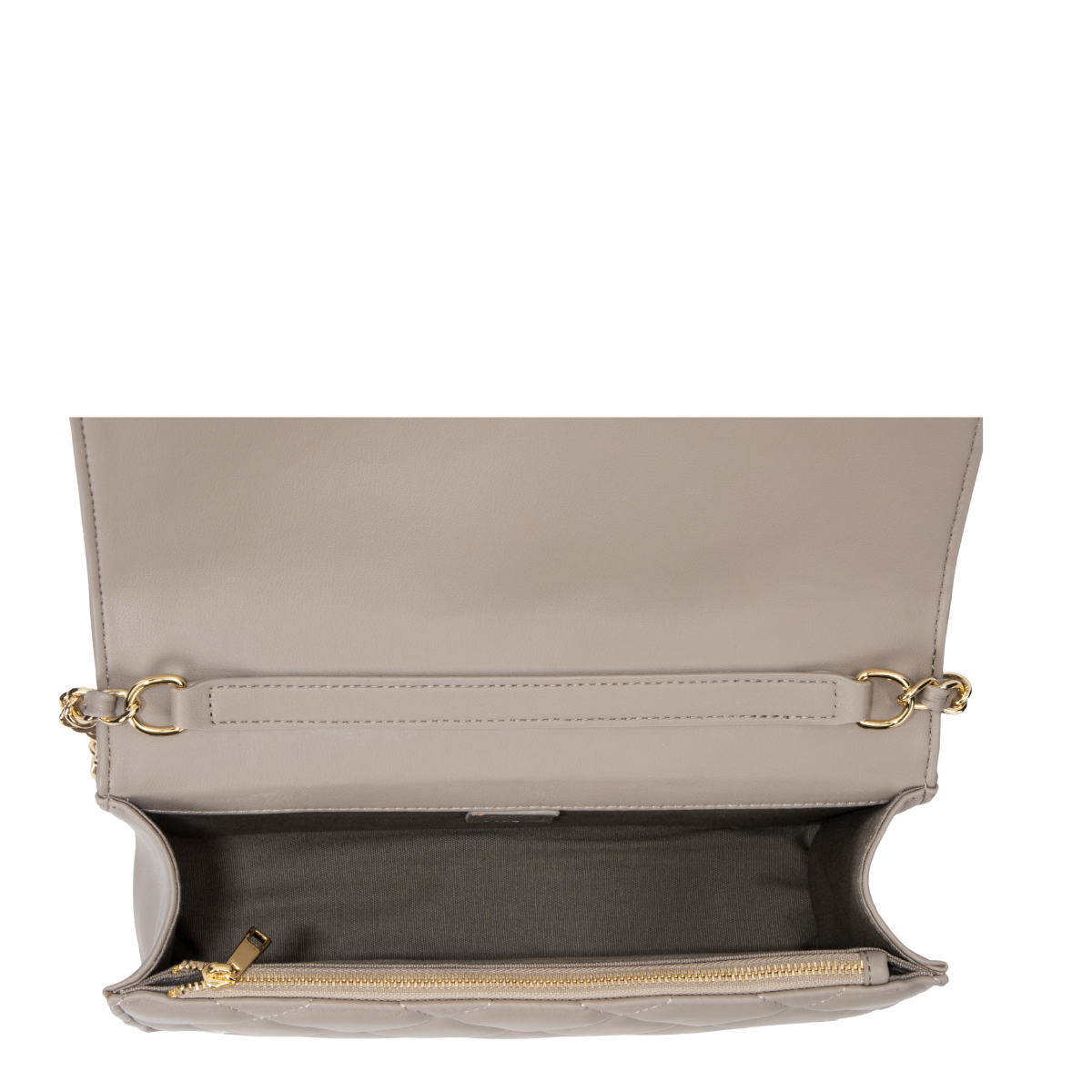Leather Quilted Bag - TAUPE