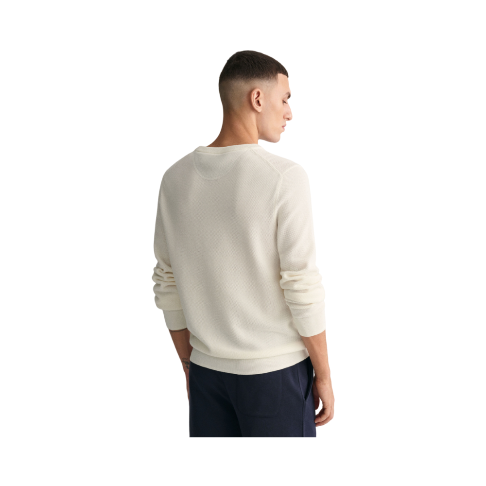 Cotton Pique C-Neck - White