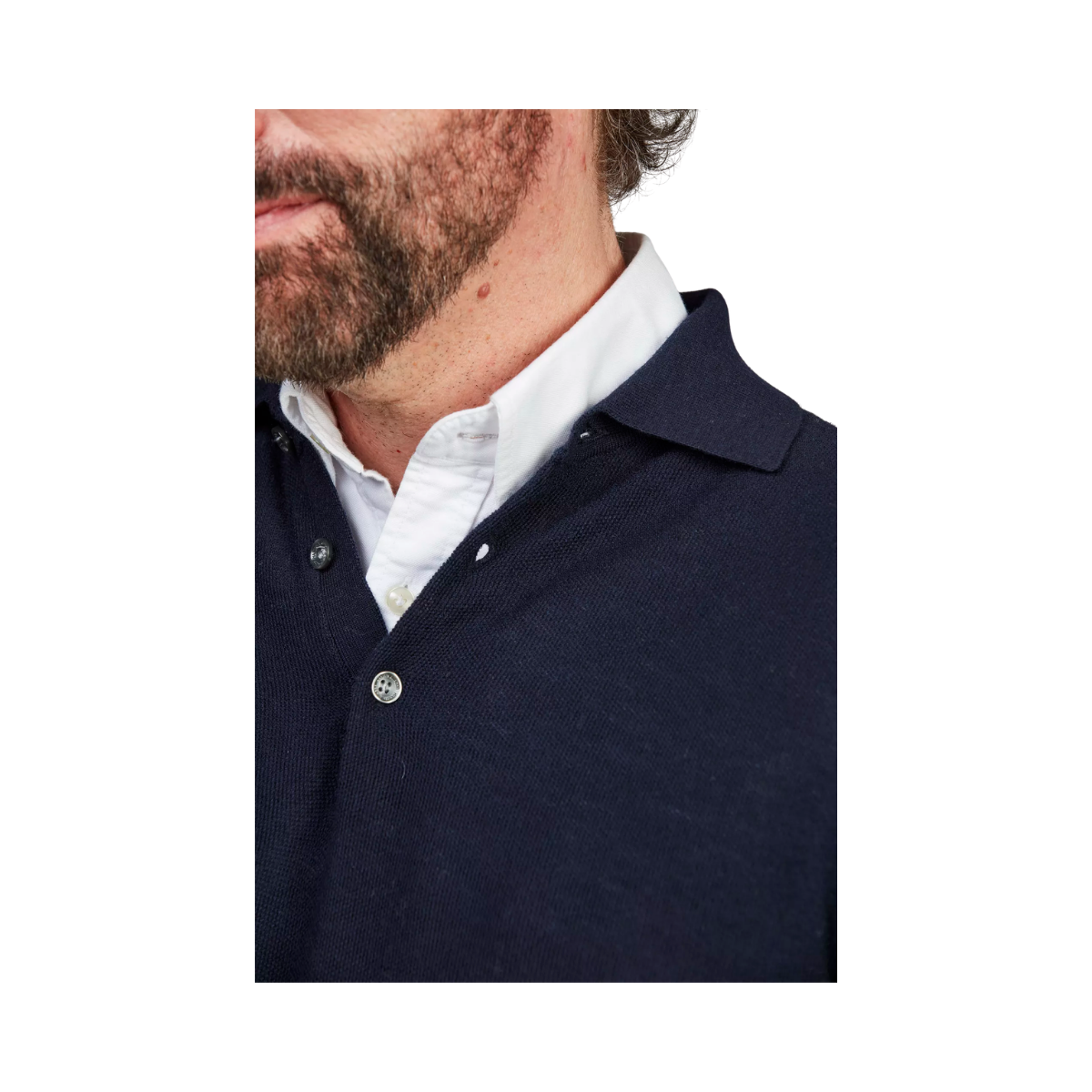 Merino Structure Polo - Navy