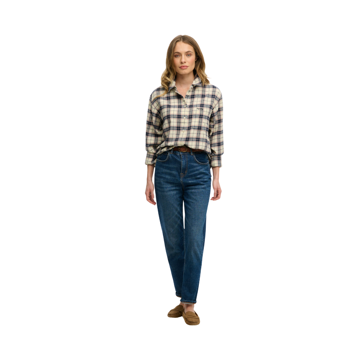 Check Flannel Relaxed Shirt - K1W Off White Mix Check