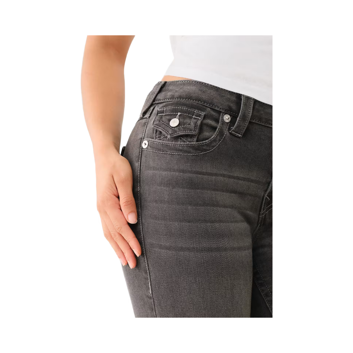 Becca Mid Rise Bootcut Flap - Charcoal