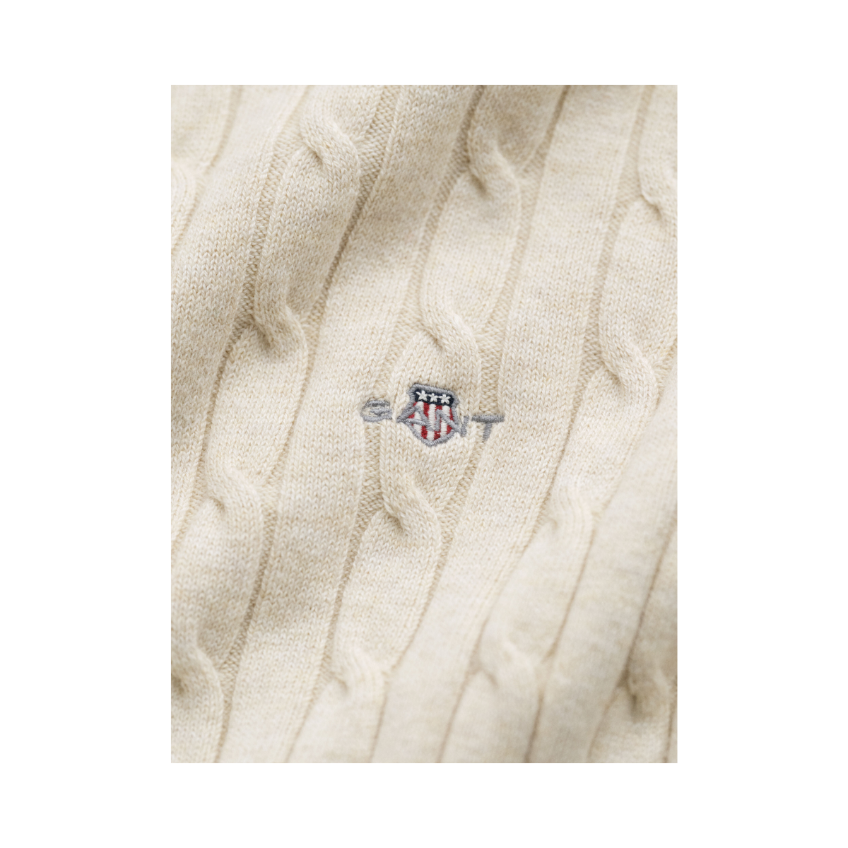 Stretch Cotton Cable Knit Cardigan - Faded Beige