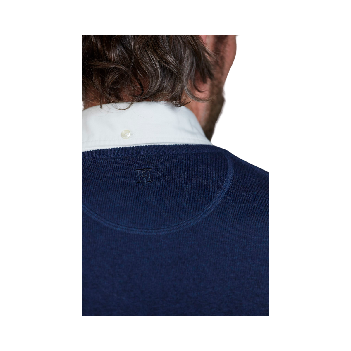 Crew Neck Knit E-Patch - Navy