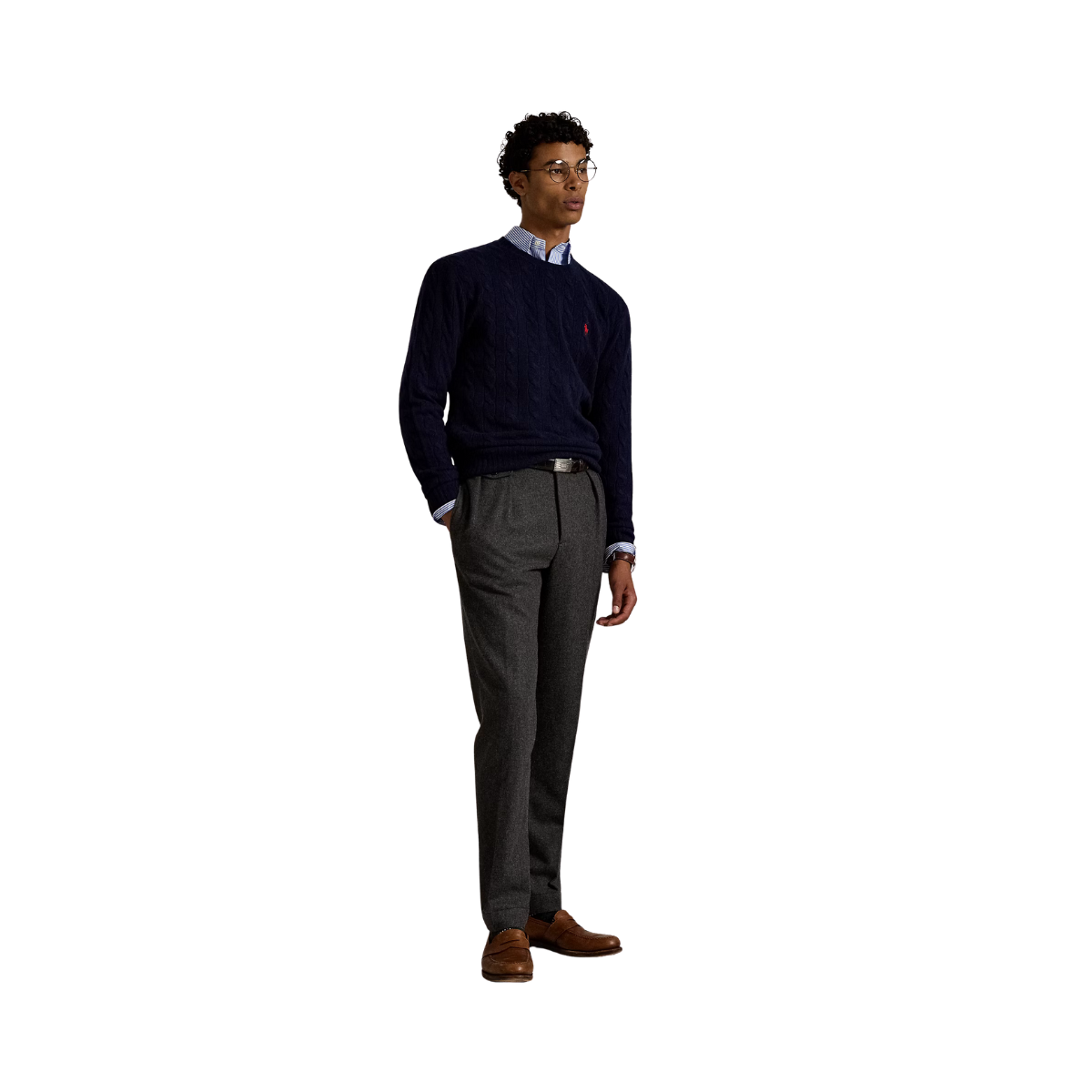 Cable-Knit Wool-Cashmere Sweater - Hunter Navy