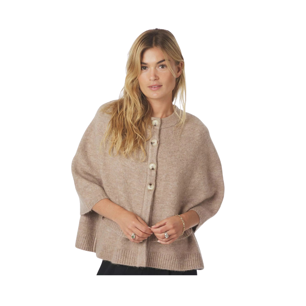 Josei Double Knit Cape - Beige