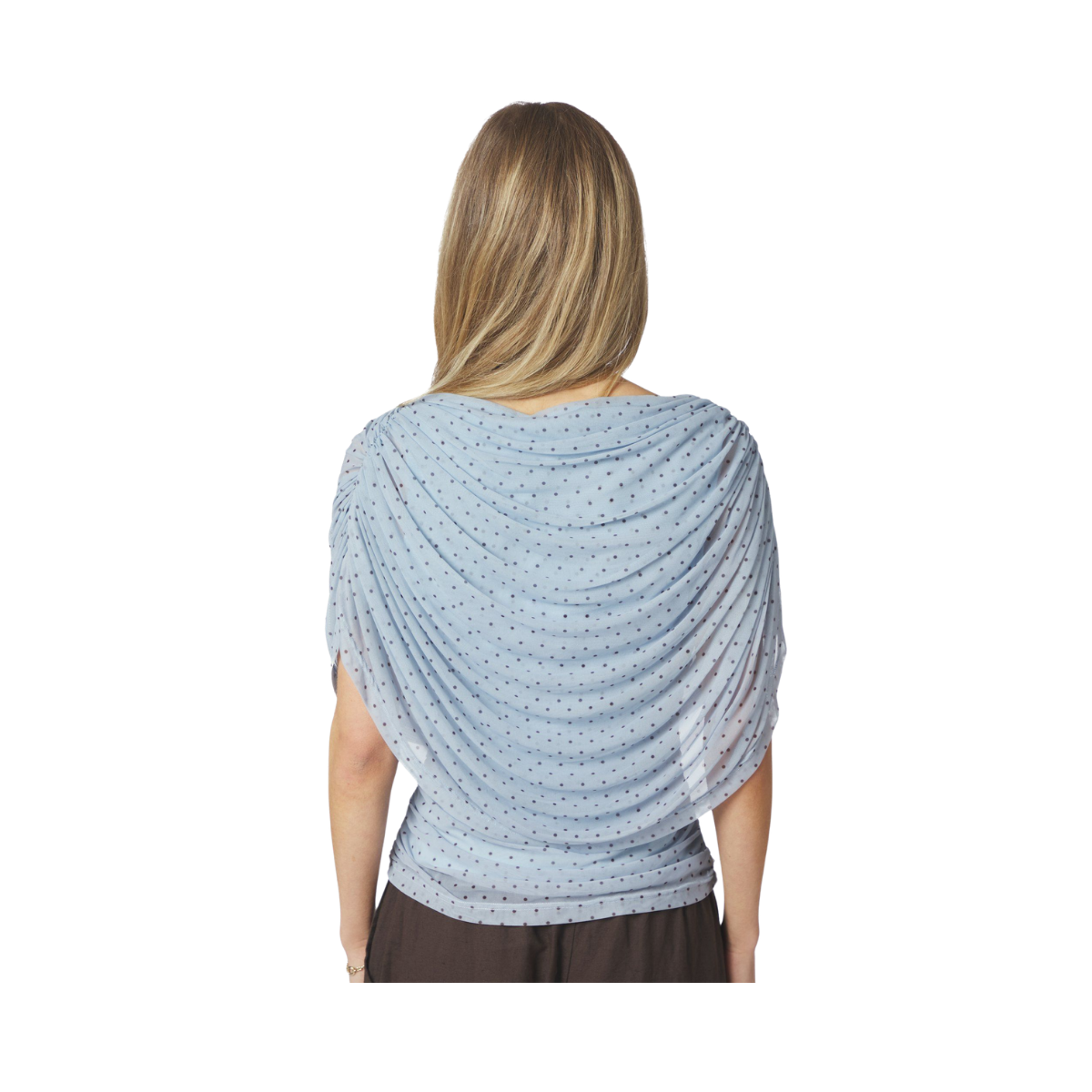 Cottuna Dot Drapy Mesh Top - Light Blue