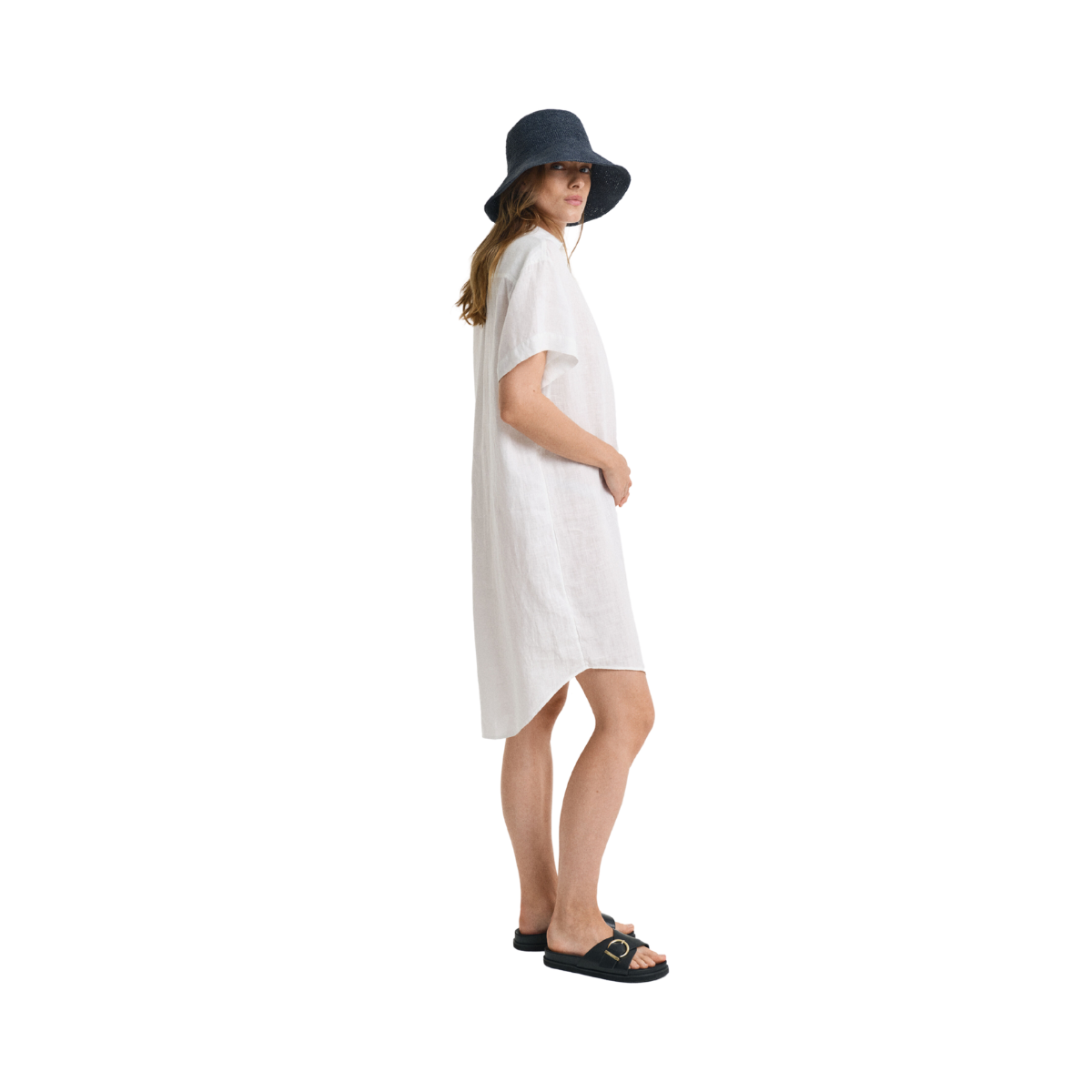 REL LINEN CAFTAN - White