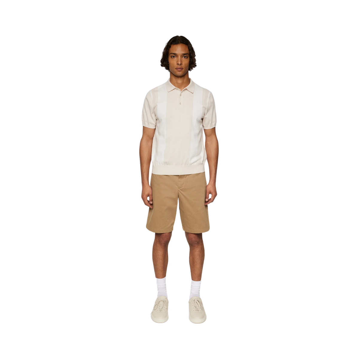 Reymond Stripe Knit Polo - Moonbeam