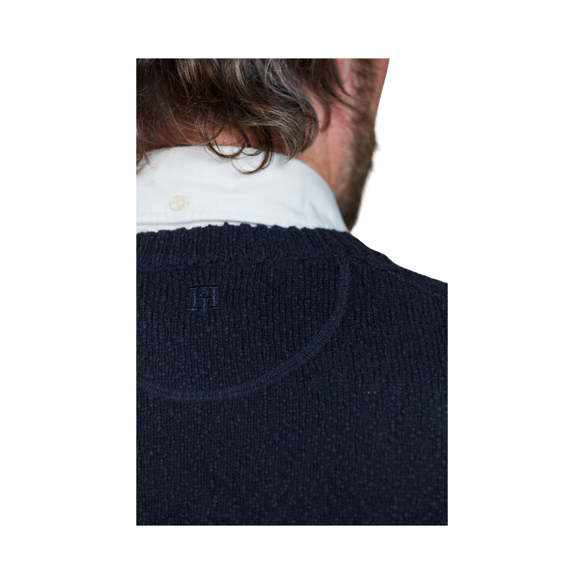 Crew Neck Cable Knit - Navy