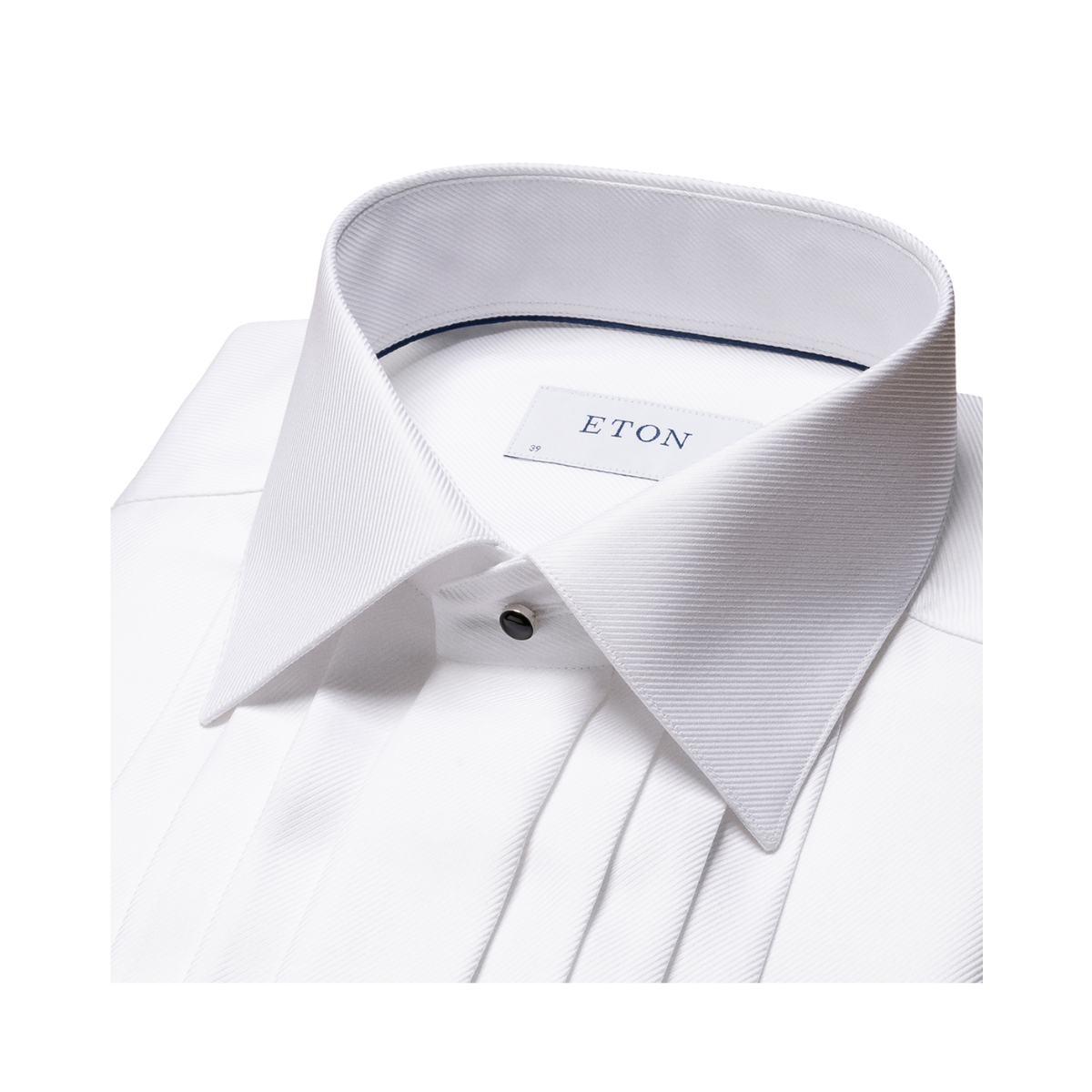 Slim Fit 3 Fold Plissé Shirt Moderate Cut Away Collar - White