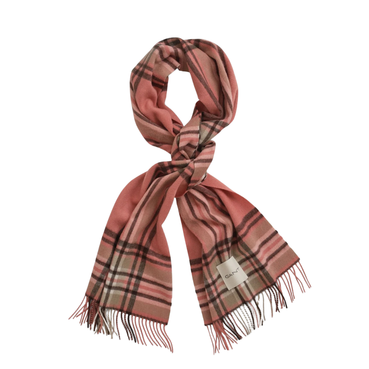 Tartan Check Wool Scarf - 654 Faded Brick