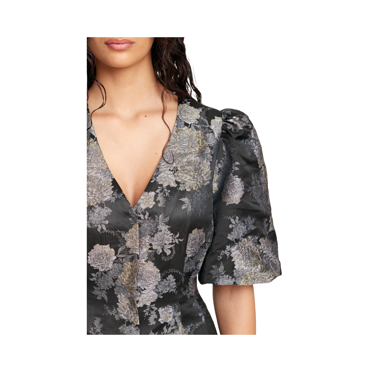 Rome By Night Dress - Silver Flower Print