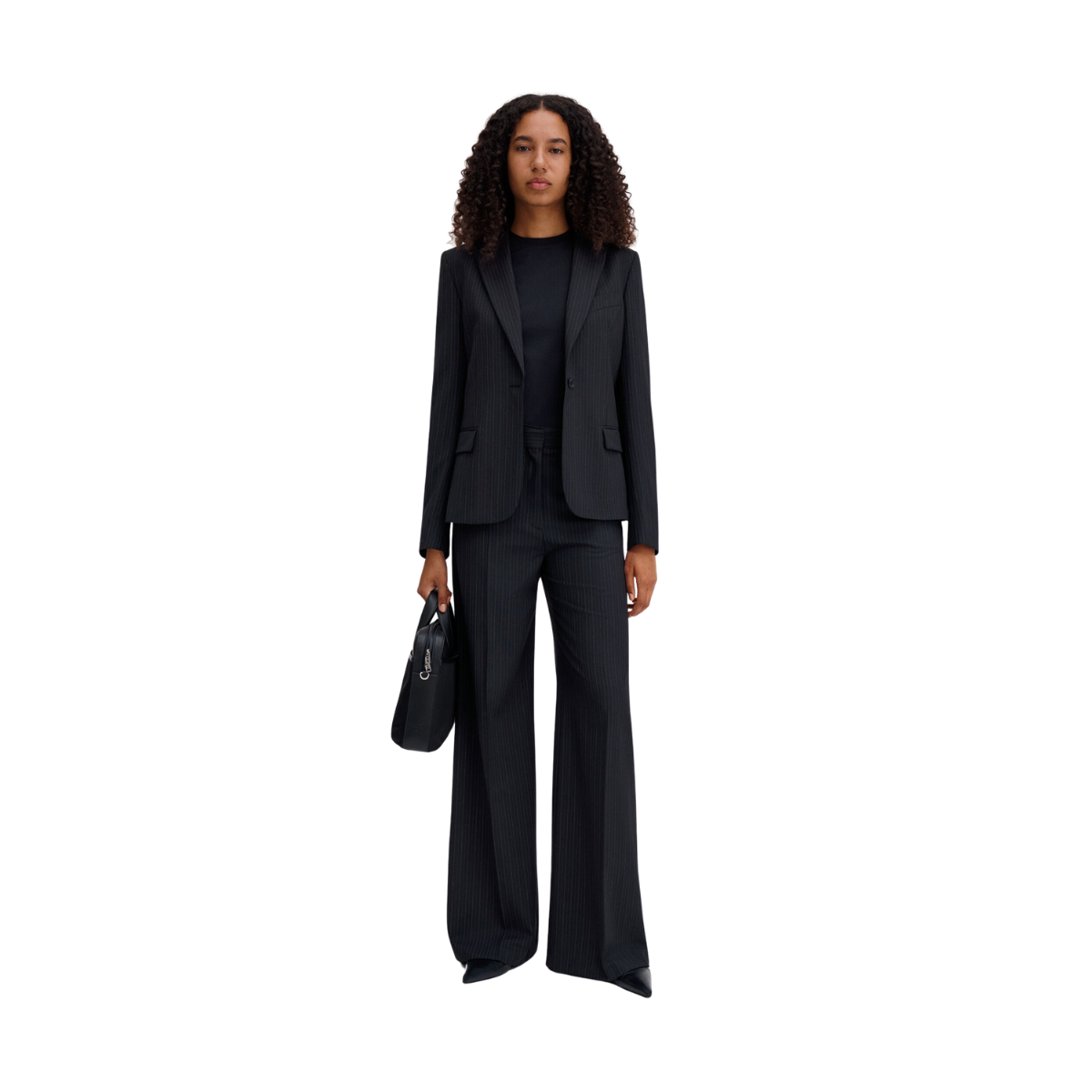 Sasha Pinstripe Blazer - Black