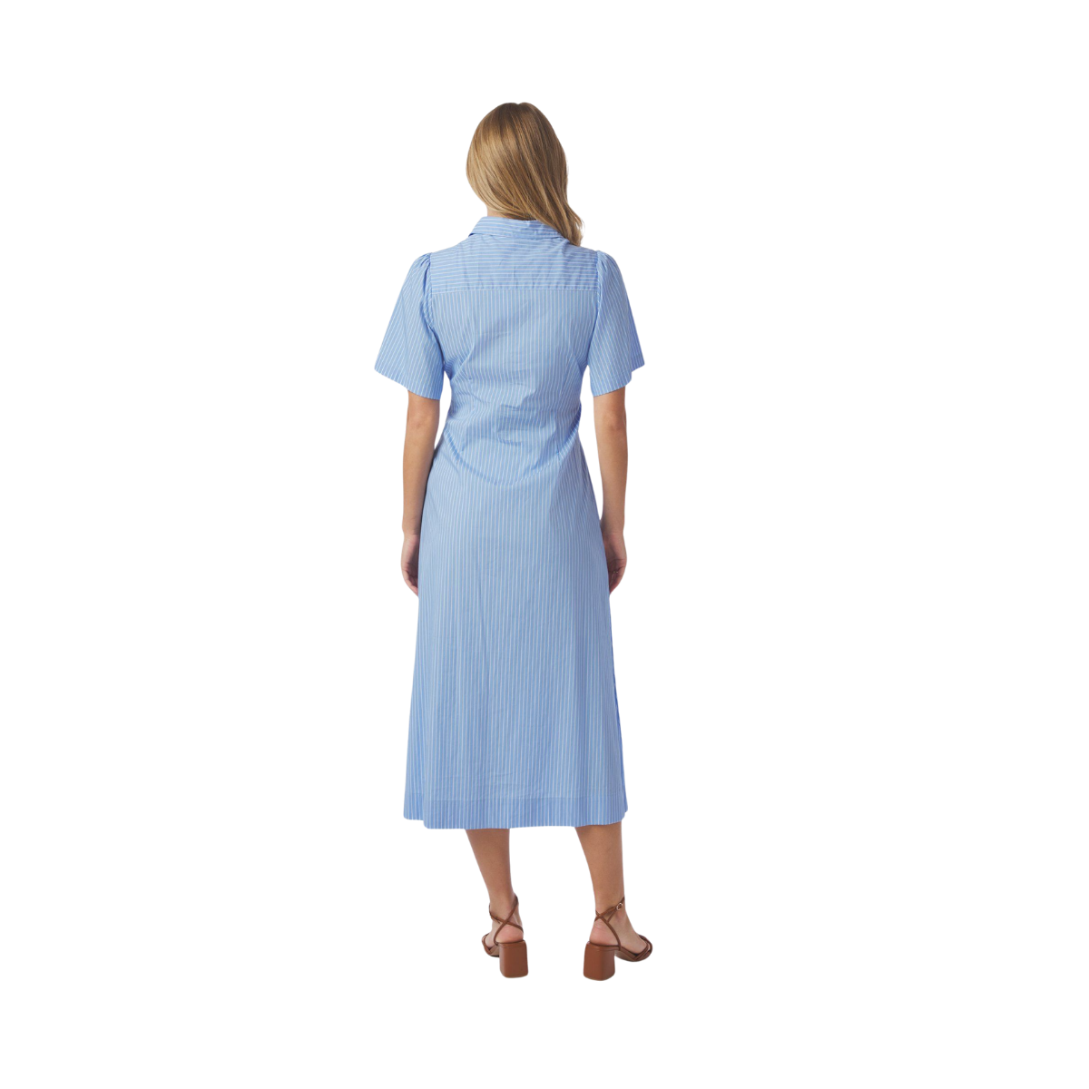 Baia Stripe Poplin Dress - Light Blue
