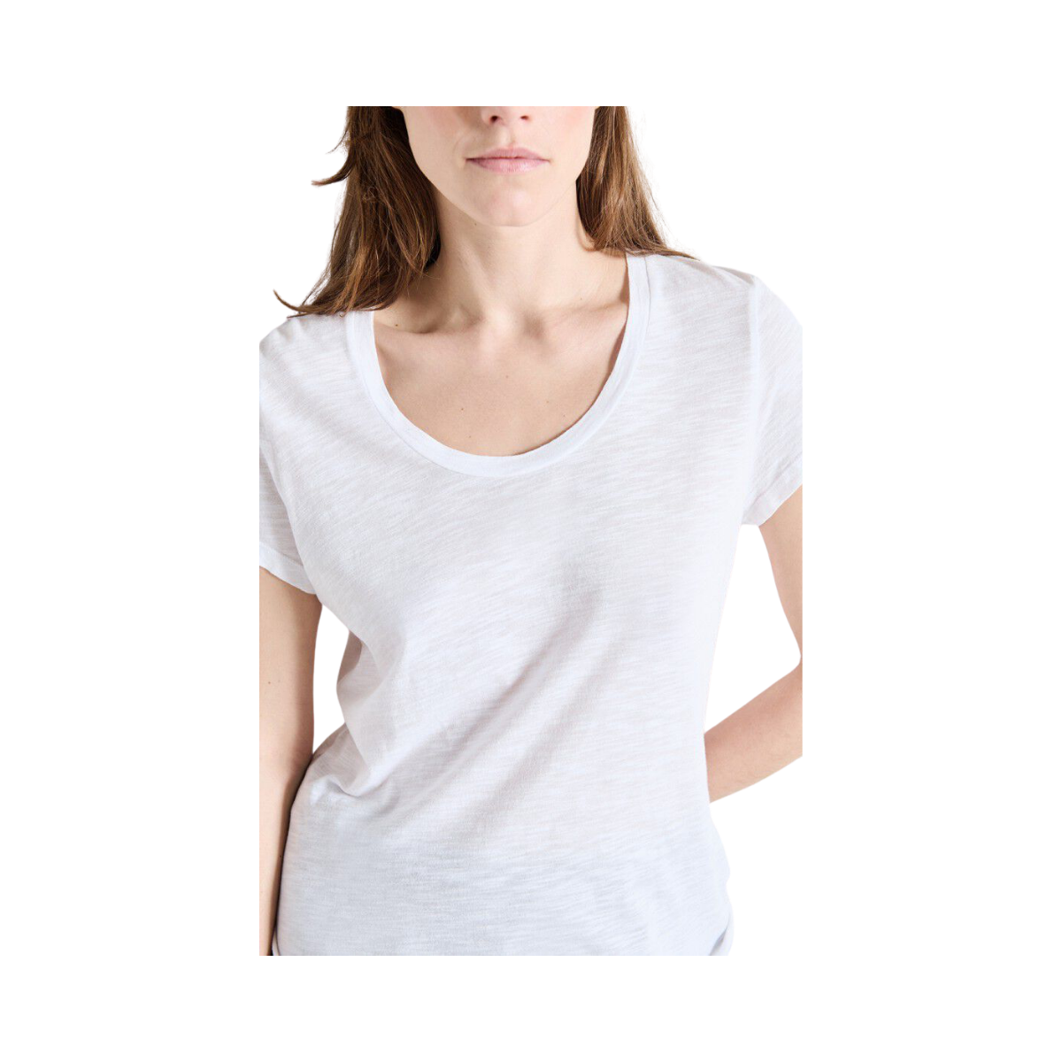 T-Shirt Droit Mc Col U - Blanc