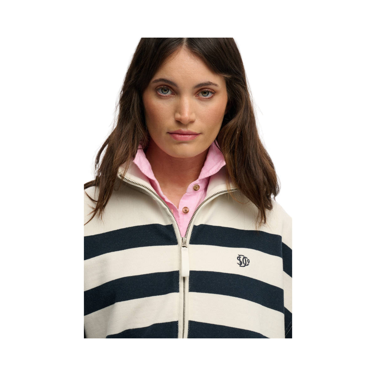 Studios Stripe Half Zip - Off White/Eclipse Navy