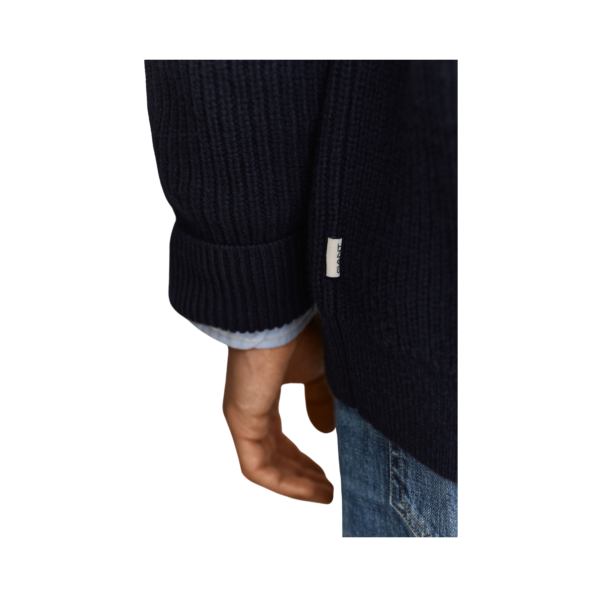 Ribbed Wool Blend Shawl Cardigan - Evening Blue