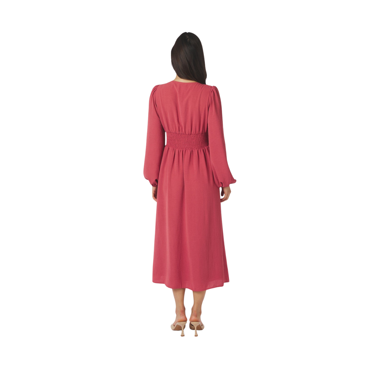 Annelie Solid Crepe Dress - Cherry Pink