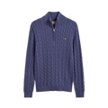 Cable Knit Half-Zip Sweater - Blue Horizon