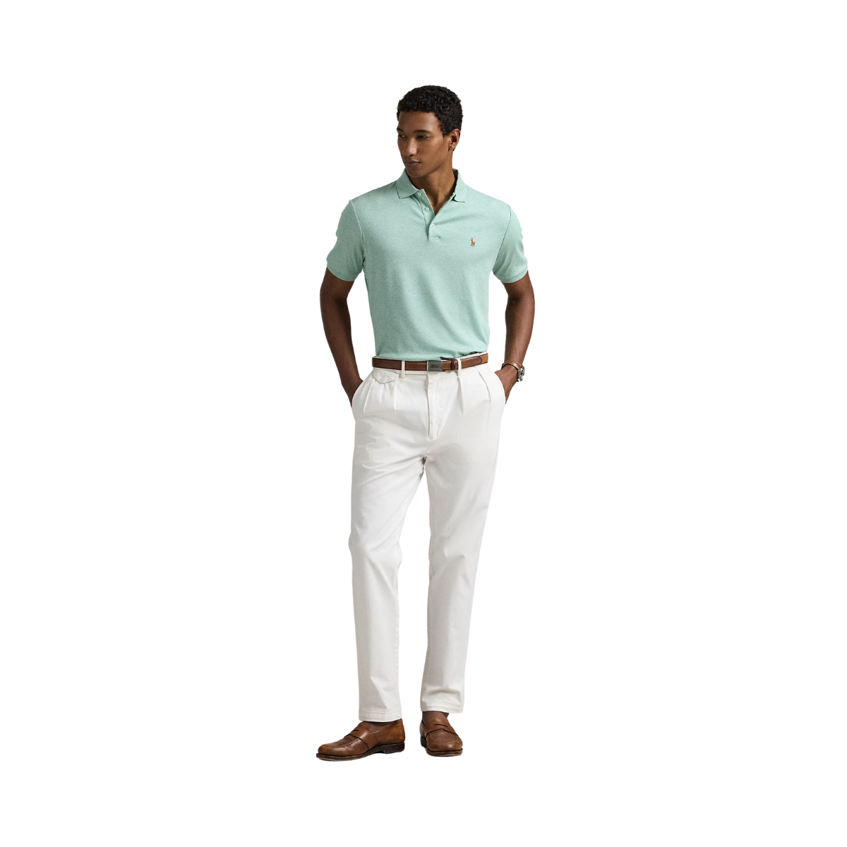 Custom Slim Fit Soft Cotton Polo Shirt - Celadon Heather