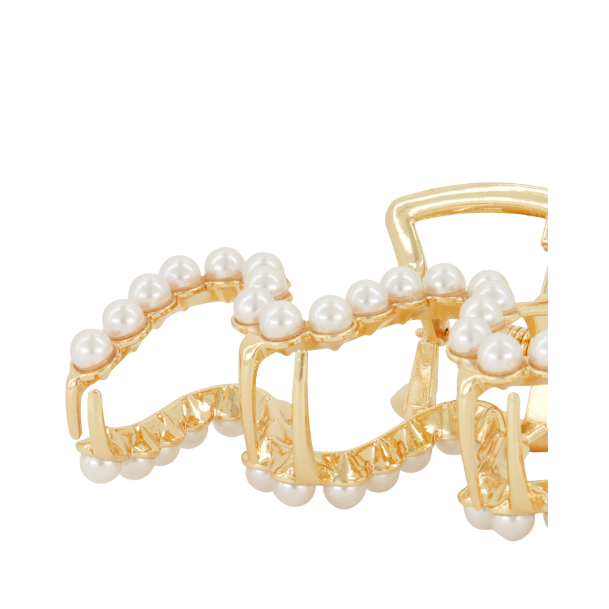 Hairclip wokkel gold pearls - Gold