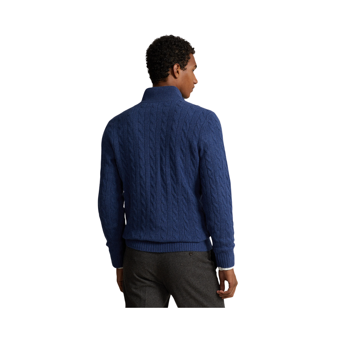 Cable-Knit Wool-Cashmere Zip Sweater - Rustic Navy