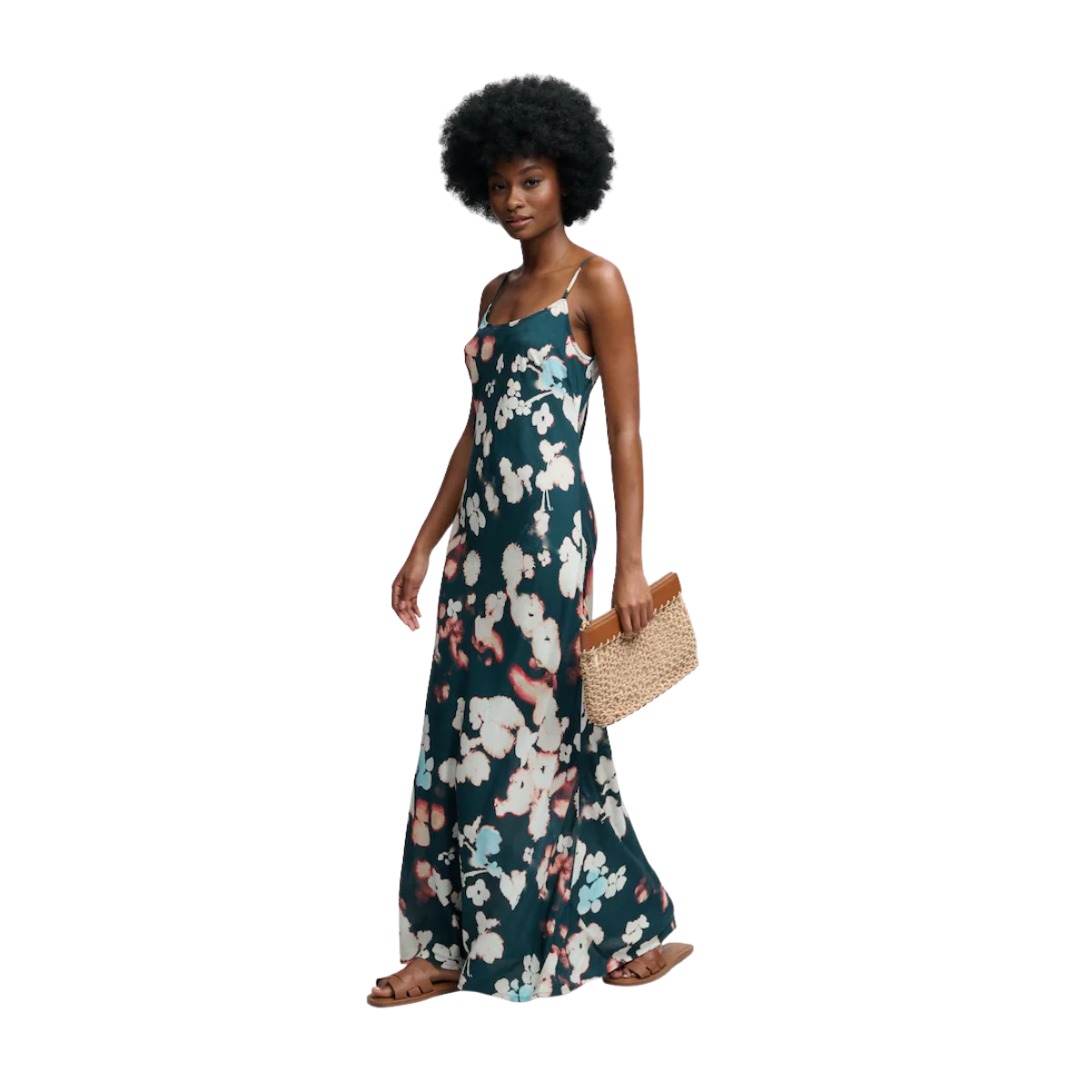 Printed Maxi Slip Dress - Ink Cherry Blossom