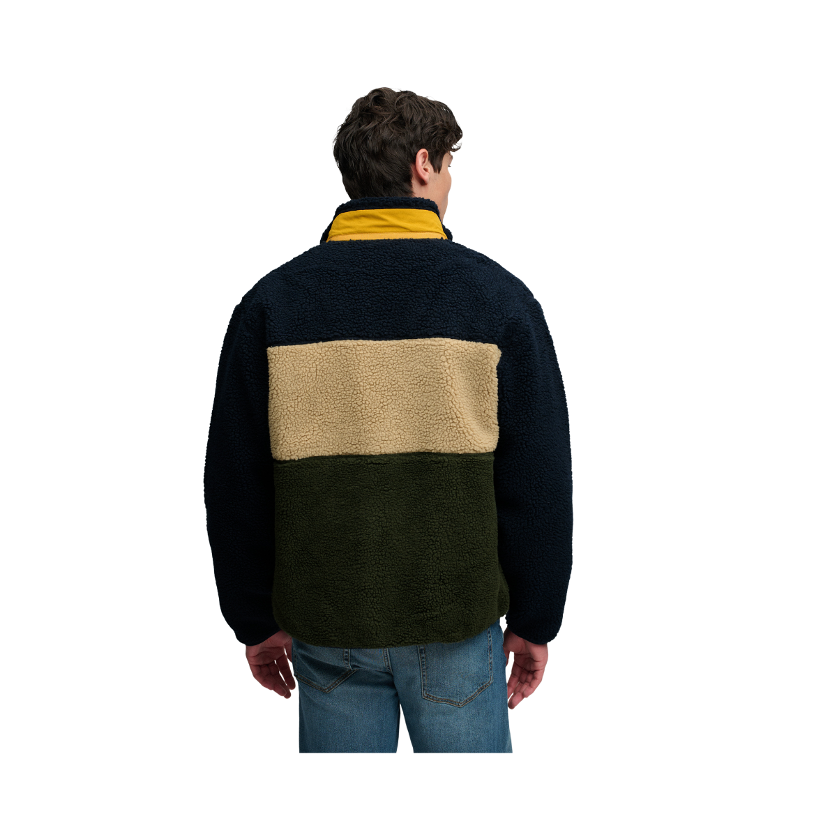 Colour Block Retro Zip Fleece - Eclipse Navy Mix
