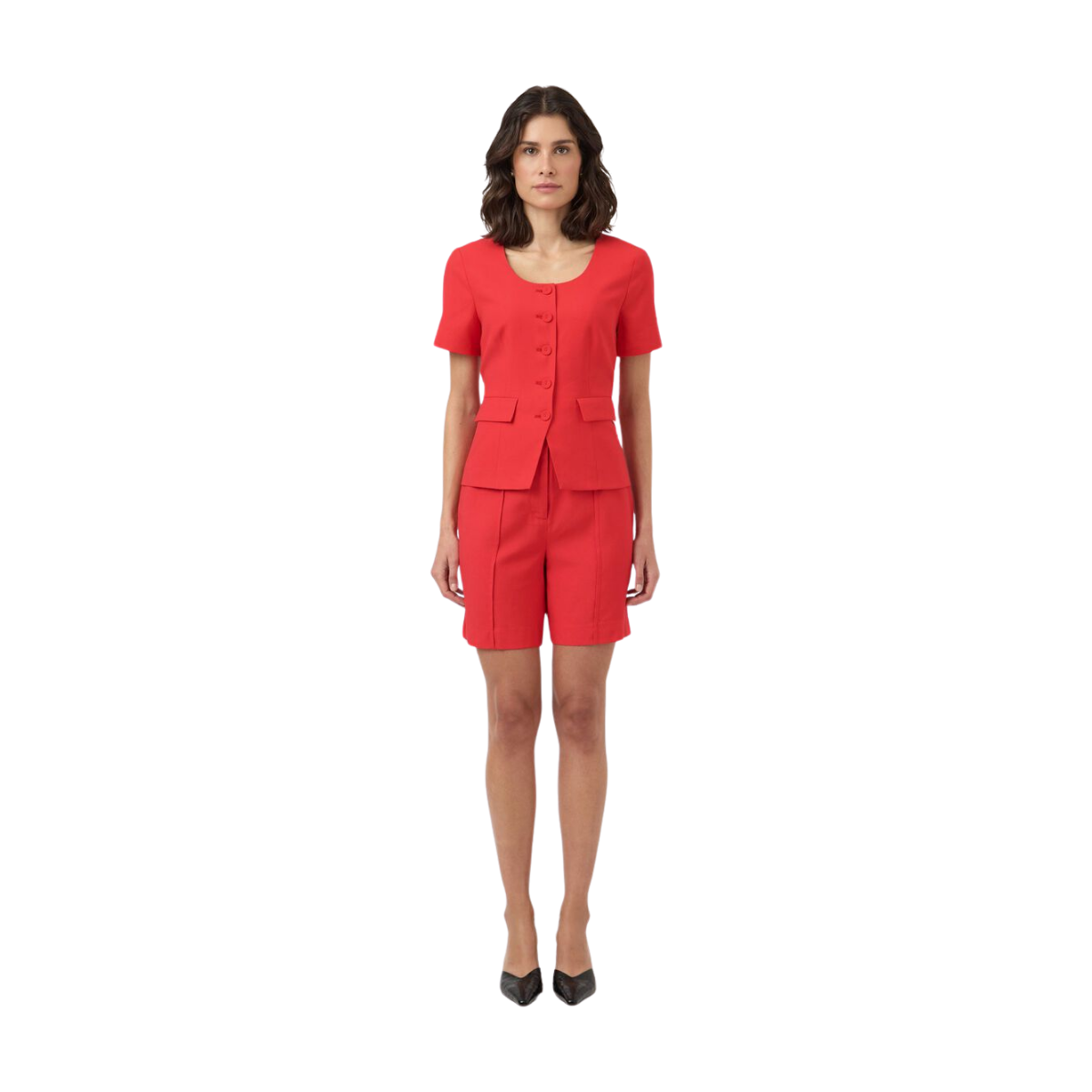 YASBirmo Highwaist Shorts - Poinsettia