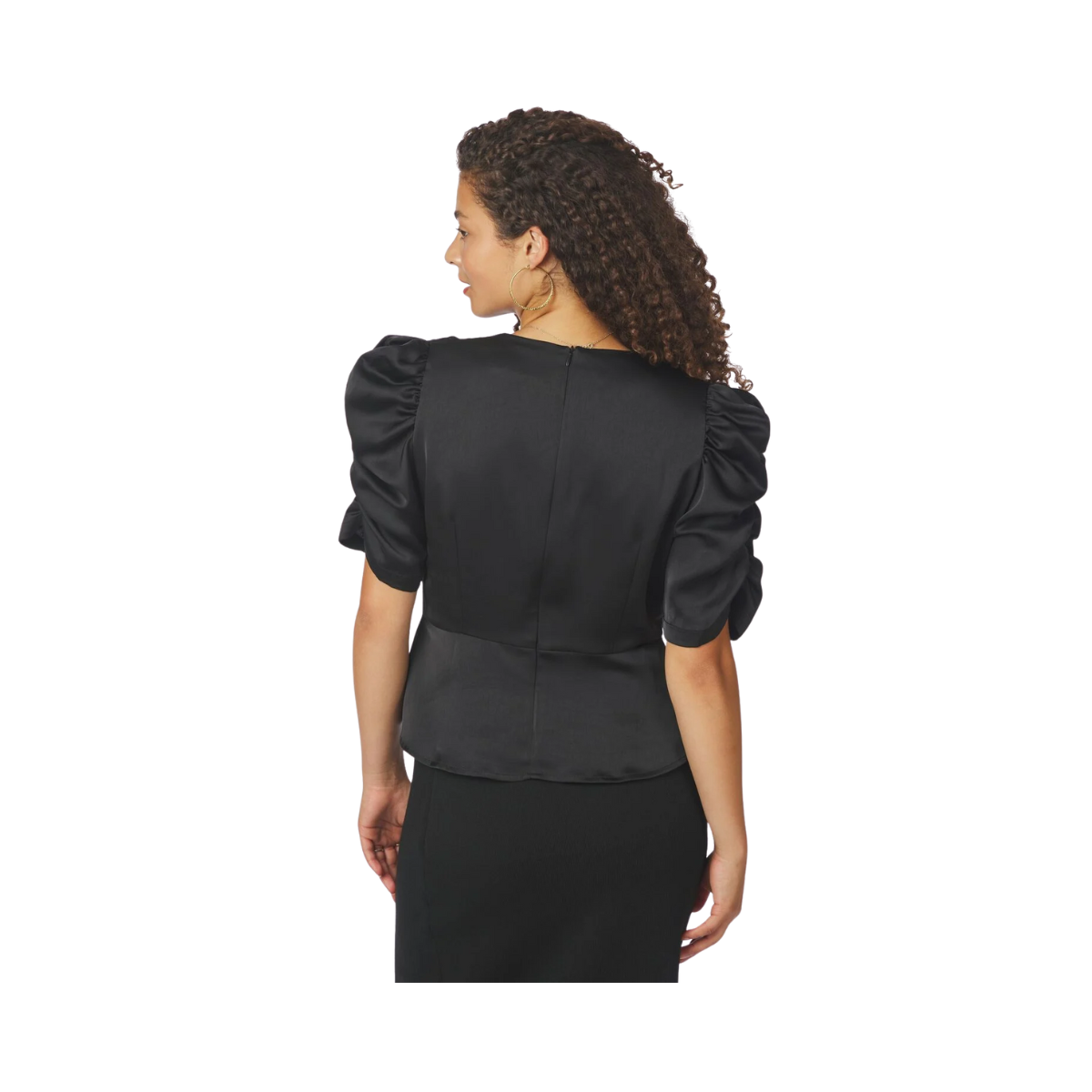 Benua Heavy Sateen Blouse - Black