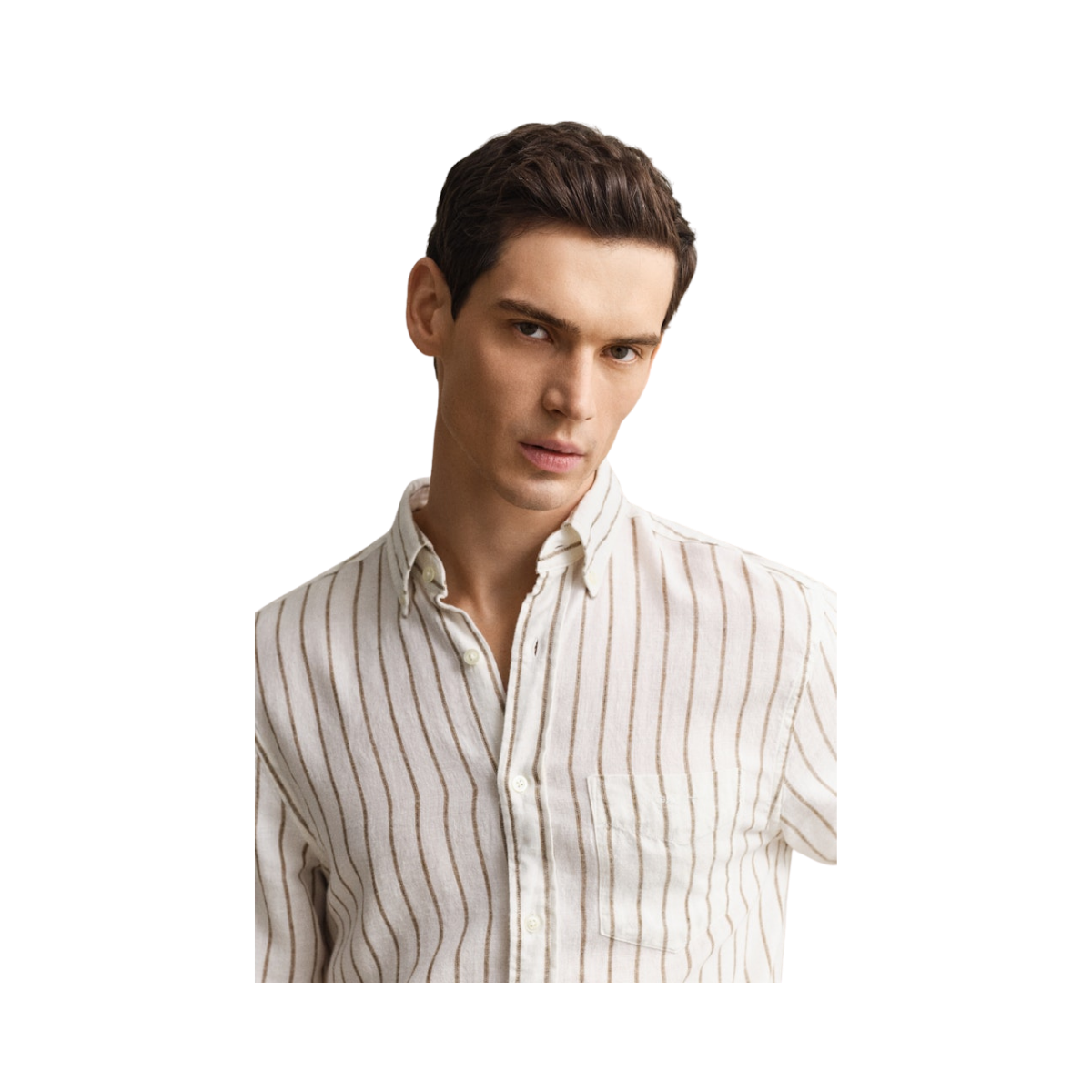 Linen Viscose Stripe Shirt - Cream
